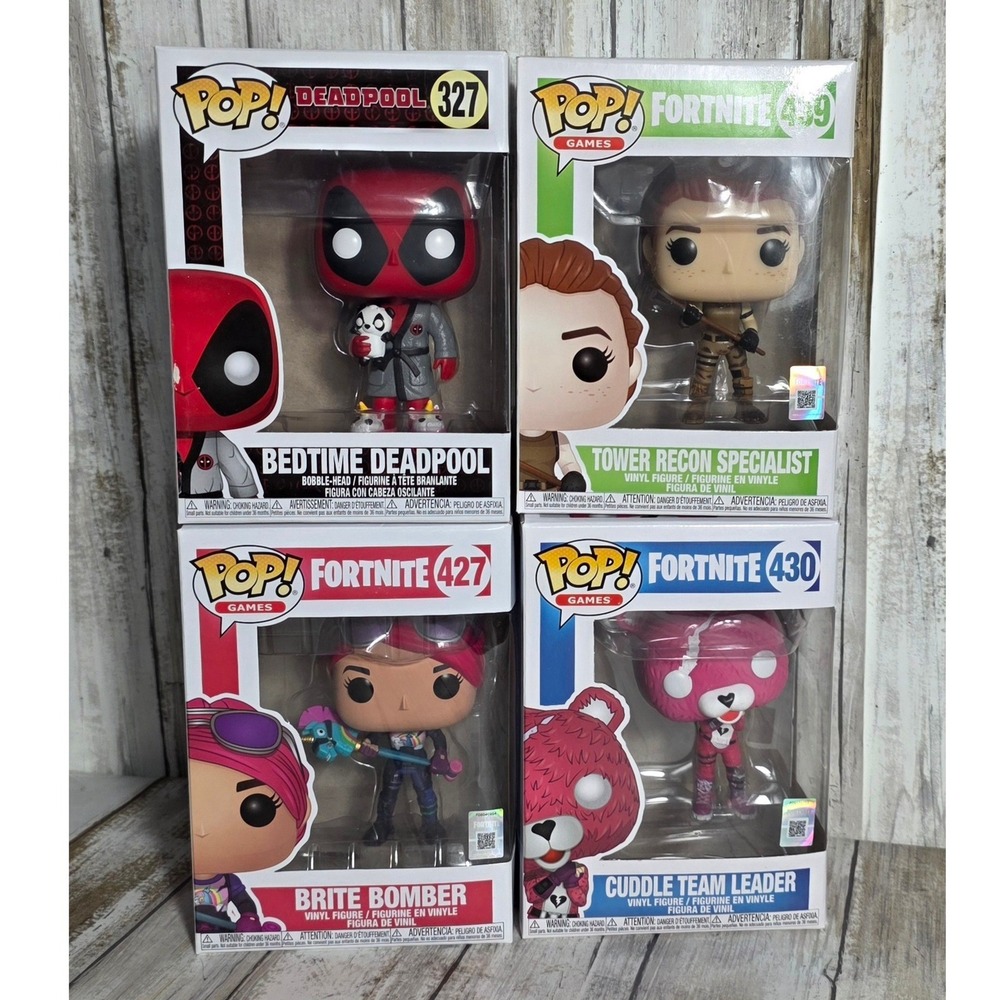 Funko Pop Fortnite & Deadpool Lot of 4 Brite Bomber Cuddle Team Bedtime 427 430 - Picture 3 of 8